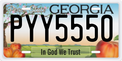GA license plate PYY5550