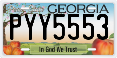 GA license plate PYY5553