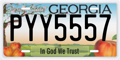 GA license plate PYY5557