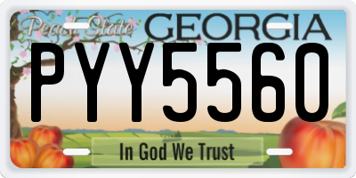 GA license plate PYY5560