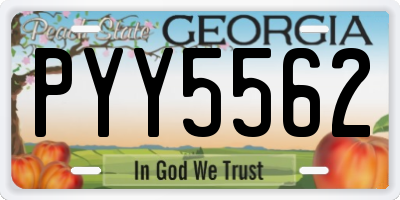 GA license plate PYY5562