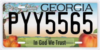 GA license plate PYY5565