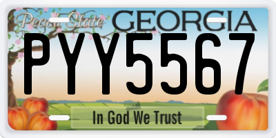 GA license plate PYY5567