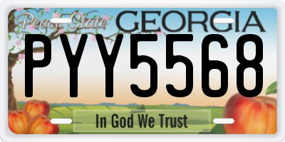 GA license plate PYY5568