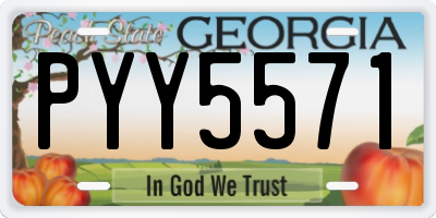 GA license plate PYY5571