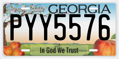 GA license plate PYY5576