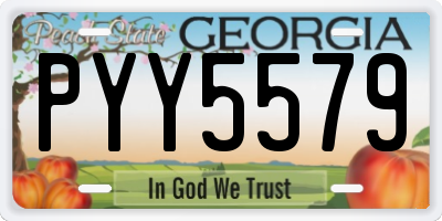 GA license plate PYY5579