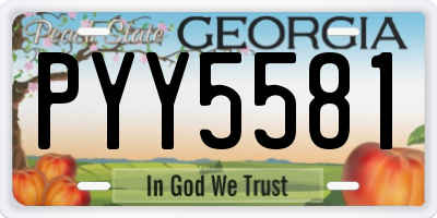 GA license plate PYY5581