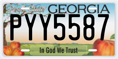GA license plate PYY5587