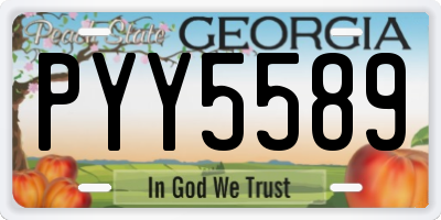 GA license plate PYY5589