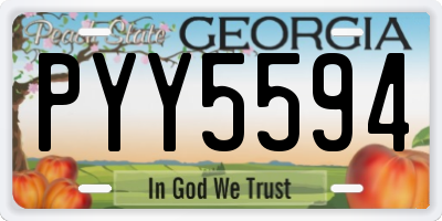GA license plate PYY5594