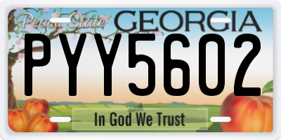 GA license plate PYY5602