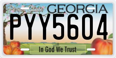 GA license plate PYY5604