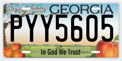 GA license plate PYY5605