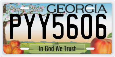 GA license plate PYY5606