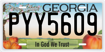 GA license plate PYY5609