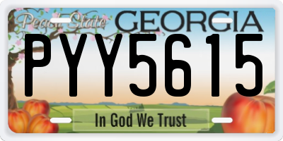 GA license plate PYY5615