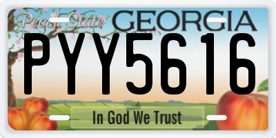 GA license plate PYY5616
