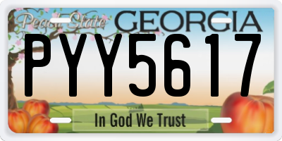 GA license plate PYY5617