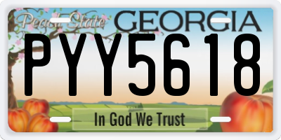 GA license plate PYY5618