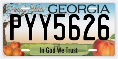 GA license plate PYY5626