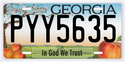 GA license plate PYY5635
