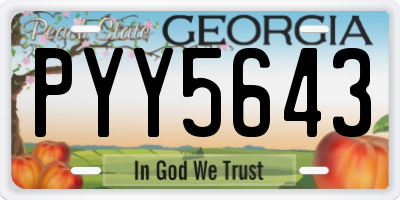 GA license plate PYY5643