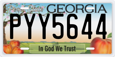 GA license plate PYY5644
