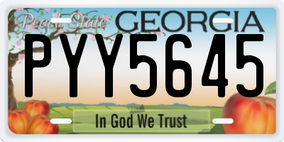 GA license plate PYY5645