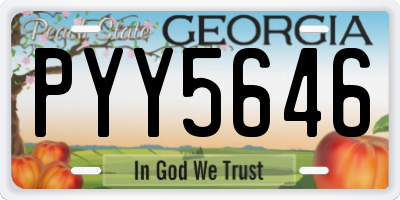 GA license plate PYY5646