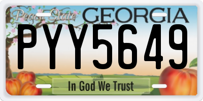 GA license plate PYY5649