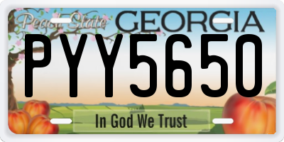 GA license plate PYY5650