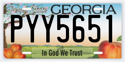 GA license plate PYY5651