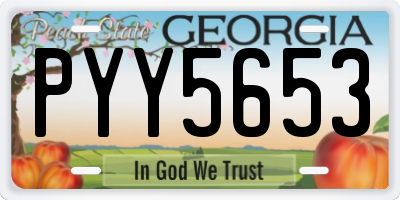GA license plate PYY5653