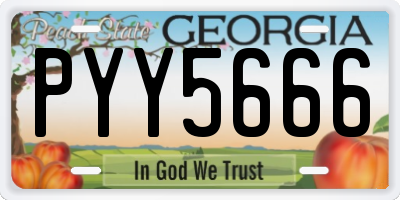 GA license plate PYY5666