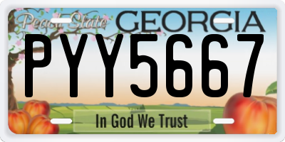 GA license plate PYY5667