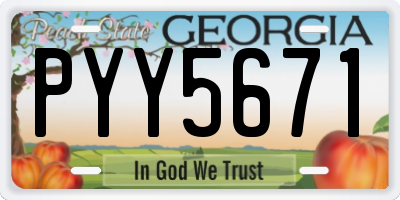 GA license plate PYY5671