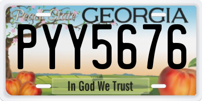 GA license plate PYY5676