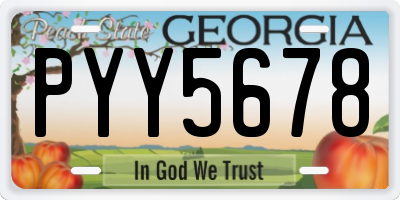 GA license plate PYY5678