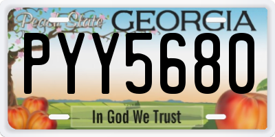 GA license plate PYY5680