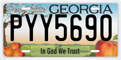GA license plate PYY5690