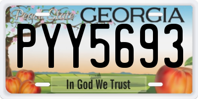 GA license plate PYY5693