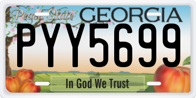 GA license plate PYY5699