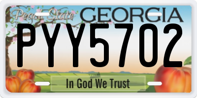 GA license plate PYY5702