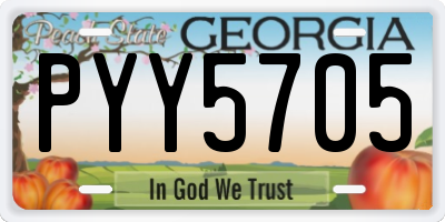 GA license plate PYY5705