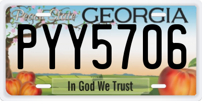 GA license plate PYY5706