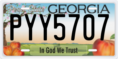 GA license plate PYY5707