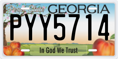 GA license plate PYY5714