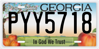 GA license plate PYY5718
