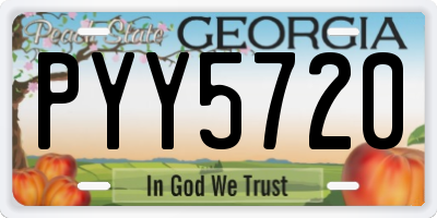 GA license plate PYY5720